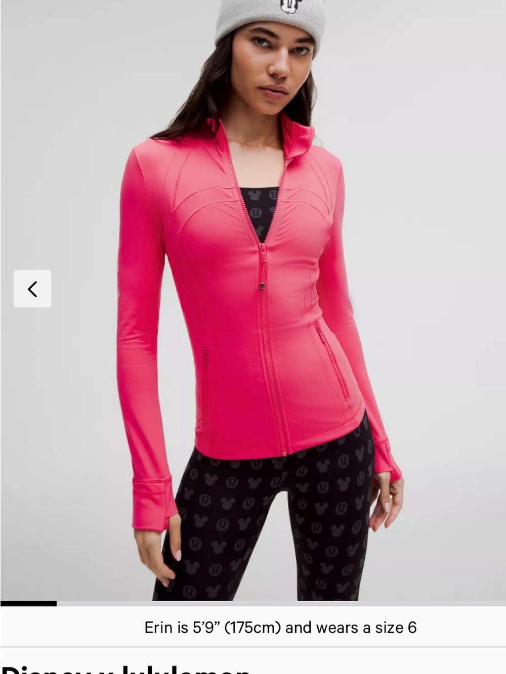 lululemon x disney sz 6 pink full-zip define jacket